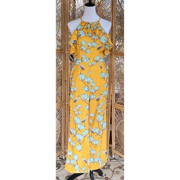 Anthropologie Pants - Varun Bahl Anthropologie Yellow Warbler Ruffled Crane Jumpsuit Size 6